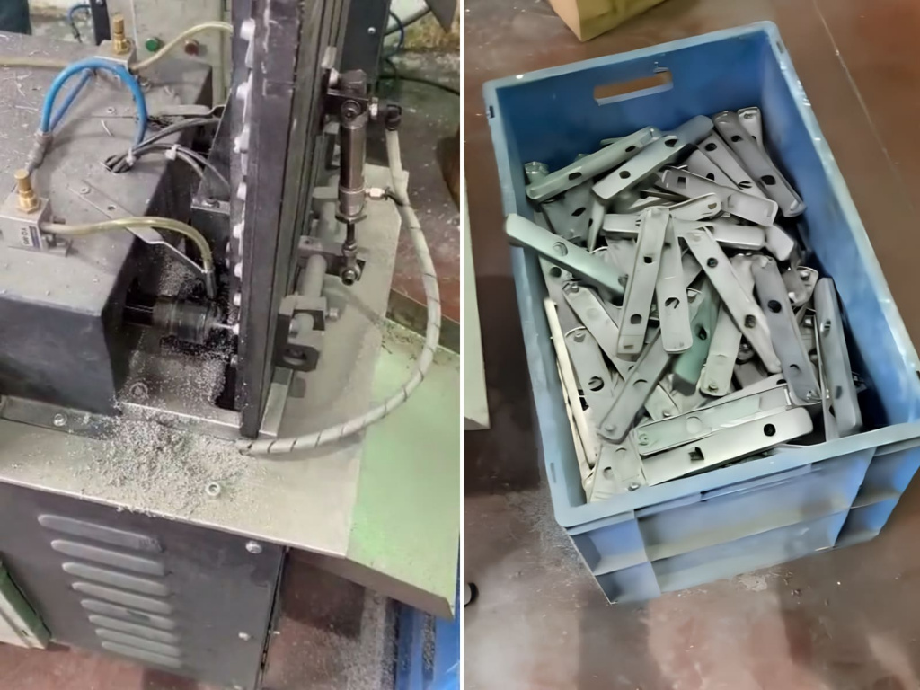 Нарезка резьбы на детали планки будущего нажимного гарнитура, © SSK Industry Нарезка резьбы на детали планки будущего нажимного гарнитура, © SSK Industry